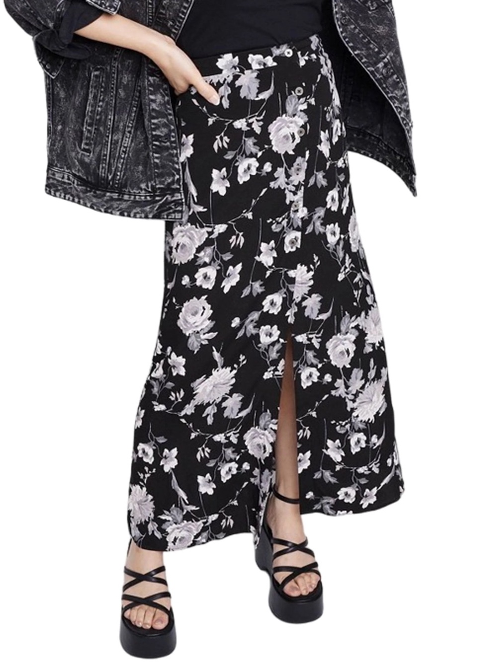 Wild Fable Maxi Floral Skirt with Slit Size M